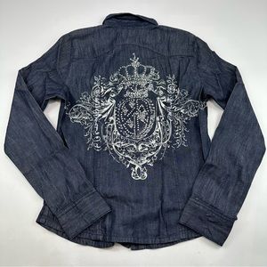 Cello Jeans Shirt Long Sleeve Button Up Denim Rayon